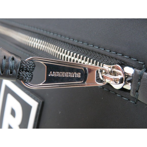 $1250 BURBERRY ABBEYDALE BLACK NYLON WHITE B LOGO LEATHER TRIM RUCKSACK BACKPACK - Picture 11 of 16